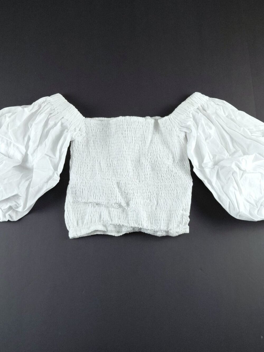 Sokie Collective Puff Sleeve Smocked Crop Top Women's Size XS White Cotton